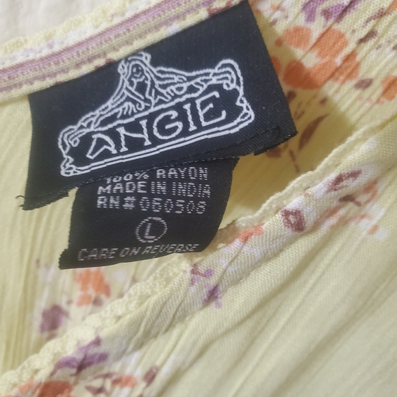 Angie Yellow Floral Sleeveless Ruffle Midi Wester Cowgirl Spring Dress Large - Picture 3 of 7